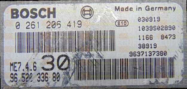 0261206419 motor beyni CITROEN C5 3.0i V6 9652033680 ME7.4.6
